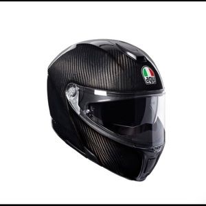 LIKE NEW - AGV Sportmodular Carbon Solid Motorcycle Helmet W/ Sena Bluetooth